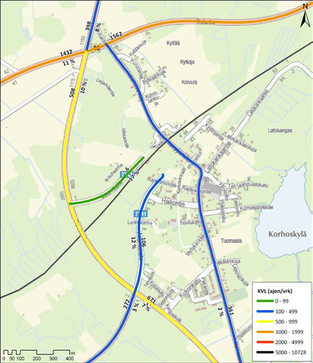 ja 86 (Kannuksentie / Ouluntie). Tärkeitä maanteitä ovat Reisjärventie (mt 760) ja Rautiontie (mt 774).
