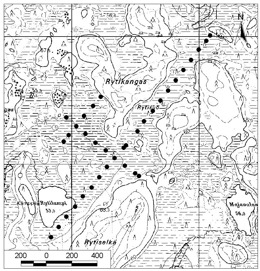 Tutkimus Haukiputaan soista ja turvevarojen käyttökelpoisuudesta 25. Rytisuo Rytisuo (kl. 3511 09) sijaitsee noin 25 km Haukiputaan kirkolta itäkoilliseen (kuva 27).