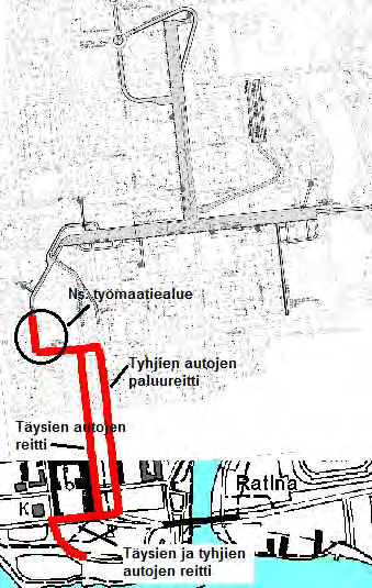 Ajotunneleiden louhinnan aikana liikennemäärä on n. puolet P-hallien louhinnan liikenteestä. Taulukko 1. Louheenkuljetuksen liikennemäärät ja päästöt. P-hallien PM louhinnan NOx PM 2.5 PM 2.