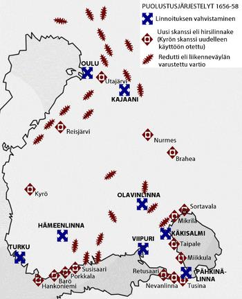 Sodan kulku 1656-57 Ruotsi oli (jälleen kerran) huonosti valmistautunut idästä tulevaa hyökkäystä vastaan päähuomion ja joukkojenkeskityksen keskittyessä eteläiselle rintamalle Venäläiset etenivät