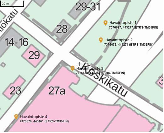 53 Havaintopiste 6 suunniteltiin sijoitettavan rakennuksen eteläpäätyyn (Kuvio 3). Rakennus muodostaa peitealueen pohjoisen suuntaan.