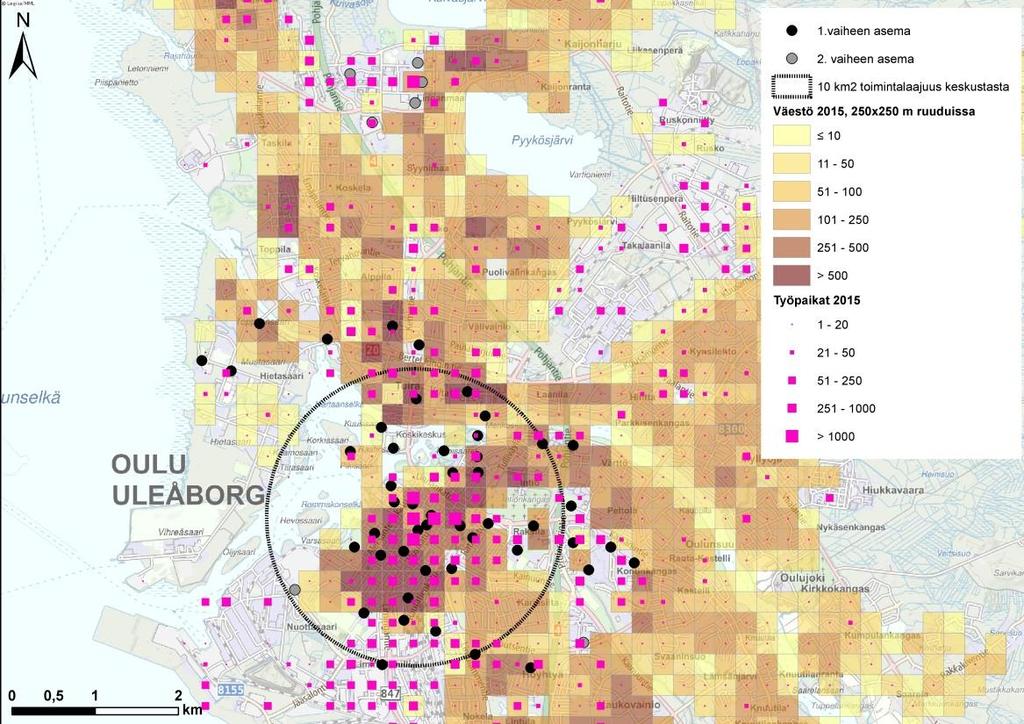 asemien sijaintipaikoista sekä järjestelmän