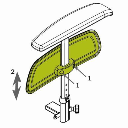 Varmista, että käsivarsien tuki on hyvin säädetty, eivätkä tuet paina olkapäitä ylöspäin. Kuva 4.9 Sivulevyn korkeussäätö (kuva 4.