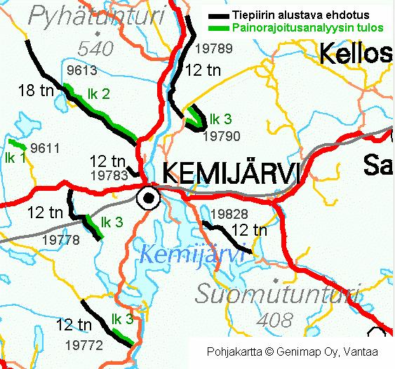 44 Kelirikkoteiden painorajoitusten yhdenmukaistaminen UUDEN PAINORAJOITUKSEN PILOTOINTI KEMIJÄRVELLÄ 8.