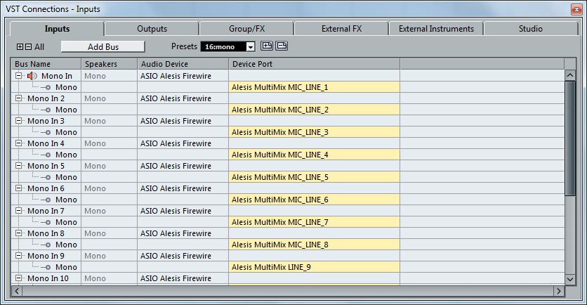 Device Setup -valikon kautta saadaan näkyviin VST Connection -ikkuna (Kuva 114.