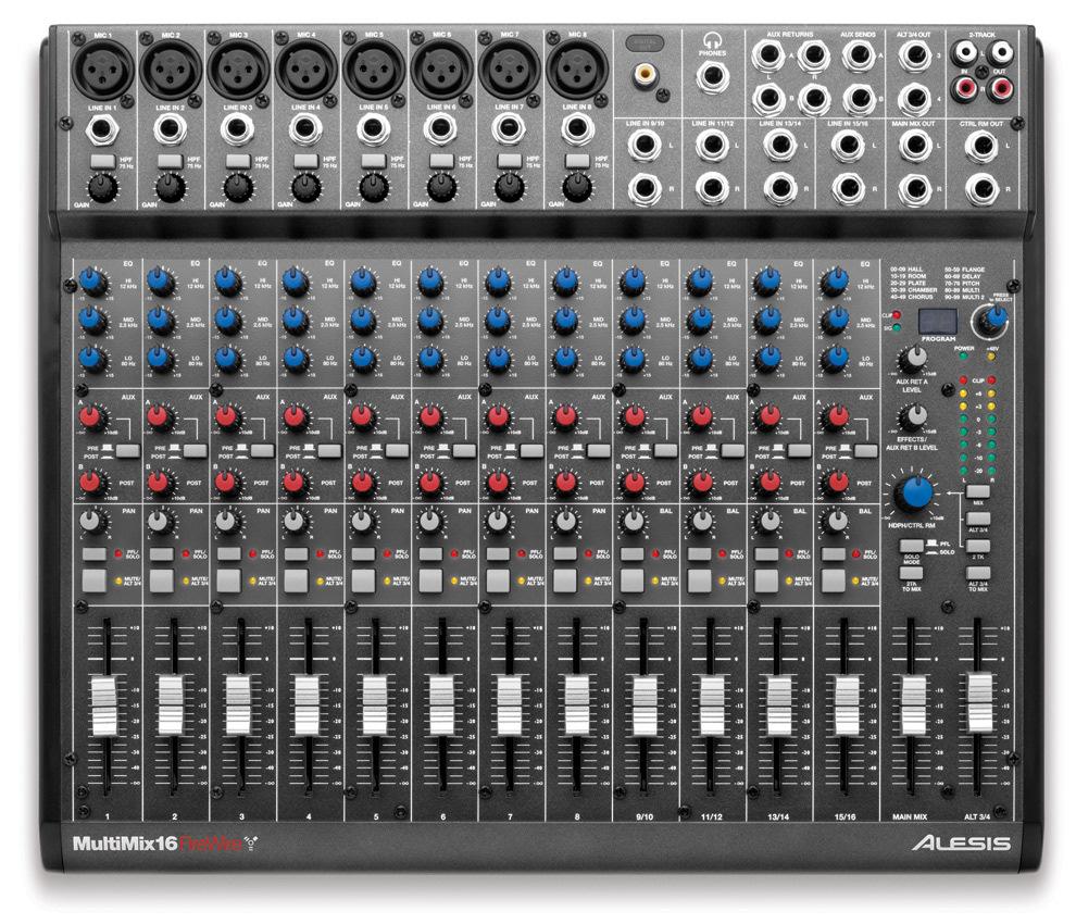 9.4 Mikseri Studiossa on käytössä useita miksereitä, mutta äänityksiin käytetään Alesis Multimix16 FireWire-liitännällä varustettua 16-kanavaista analogista mikseriä (Kuva 73.