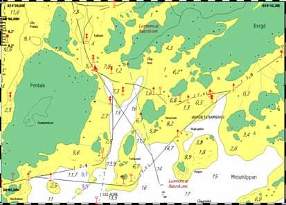 2.2 Onnettomuusmatka Onnettomuusmatkan analyysi perustuu meriselitykseen. 2.2.1 Karilleajotapahtumat Kuva 2. Merenkulkulaitos, Kartta- ja väyläosasto Onnettomuuspaikka Suvisaariston eteläpuolella.