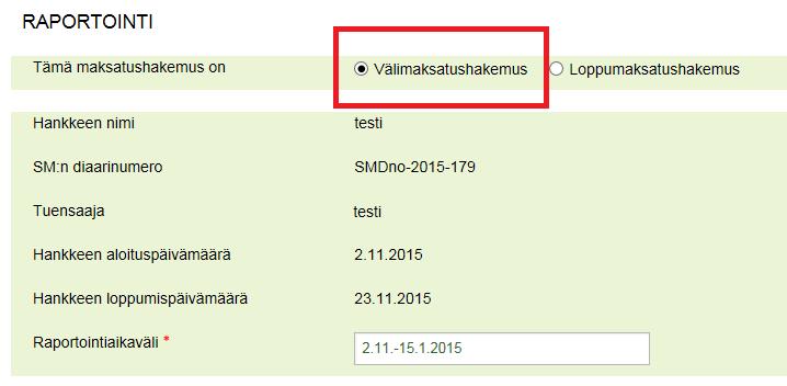 Välimaksatushakemus Valitse