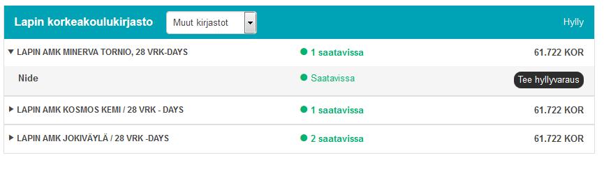 5. Hyllyvarauksen tekeminen Kun olet lisännyt kirjastokortin Finnassa, voit tehdä hyllyvarauksia toisesta toimipisteestä.