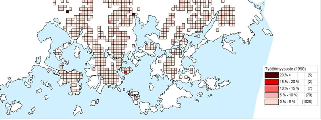 Esimerkkinä Helsingin eriytyminen: Ennen 1990-luvun lamaa alueelliset erot vähäisiä ja kaupungissa käytännössä