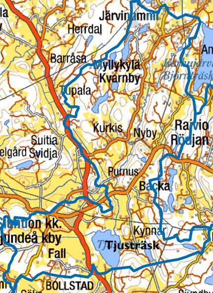 Kuva 13. Tjusträskin varsinainen oma lähivaluma-alue (22.002). Luvat SYKE, Maanmittauslaitos lupanro 7/MLL/09 ja Affecto Finland Oy, Karttakeskus, Lupa L4659. 4.