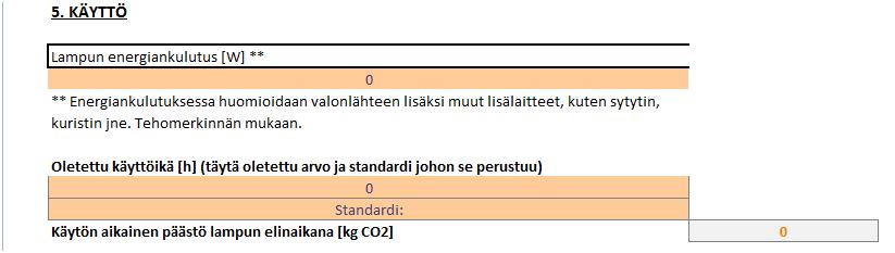 4. Kuljetukset Lomakkeen rivit, joille syötetään tiedot niiden kuljetusten päästöistä, jotka suuntautuvat kokoonapanotehtaan portilta määränpäähän (esim. kuntaan) on esitetty Kuva 5.