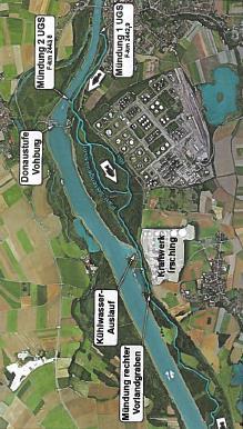 Pitkät keinotekoiset sivu-uomat Tonavalla Vohburgin ohitusuoma, pituus 12 km,