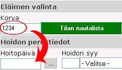 Hoitoilmoituksen tekeminen yksittäisille eläimille Valitse menuvalikosta Lisää uusi, tai jos jo olet hoitoilmoitus -sivulla, paina Uusi -painiketta.