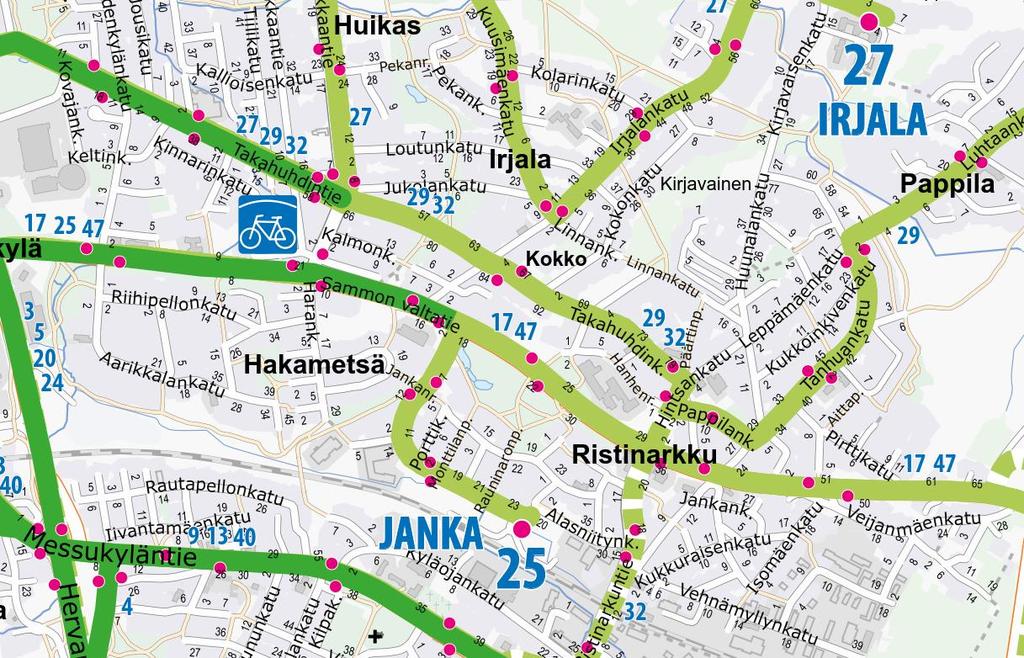 JOUKKOLIIKENNE Kaavamuutosalueelta on hyvät joukkoliikenteen yhteydet erityisesti Tampereen keskustan ja Hervannan suuntiin Alue sijaitsee tehokkaan joukkoliikenteen vyöhykkeellä Sammonkadun