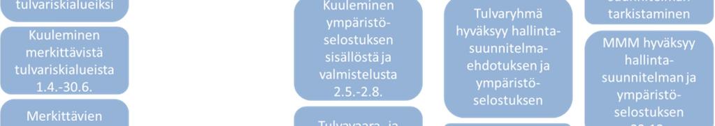 Tulvaryhmä käsittelee suunnitelmaa varten laaditut selvitykset, asettaa tulvariskien hallinnan tavoitteet ja hyväksyy ehdotuksen tulvariskien hallintasuunnitelmaksi.