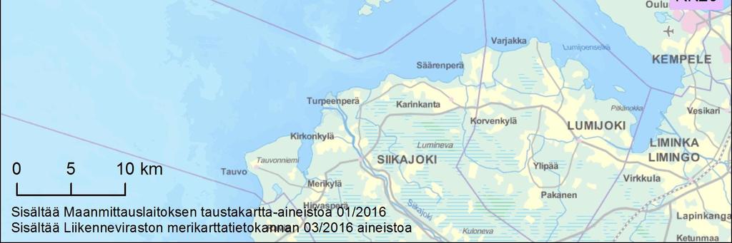 poistettiin pohjasta kiviä. Ruoppauskohteet on merkitty kuvaan Kuva 4-1. Ruopattavia massoja oli noin 9300 m 3 ktr ja ruopattavaa pinta-alaa noin 60 000 m 2 tr.