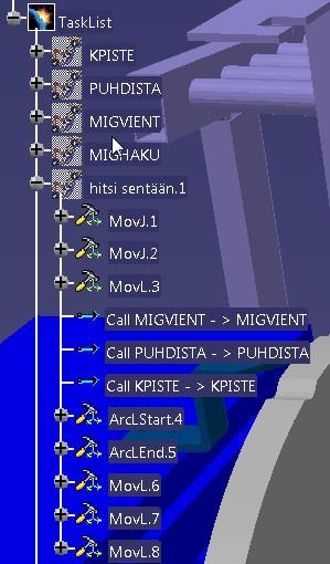 78 Valitaan ajettavat hitsit.
