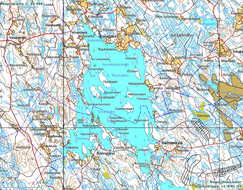 24 Kuva 10. Koivujärvi Kiuruvedellä. Kuva: Maanmittauslaitos, 51/MML/09 3.