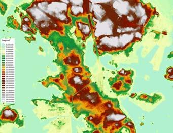 Luontaiset vedenjakajat ja virtausreitit MML:n 2x2m