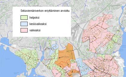 Eriyttämisen toteutettavuus Helsingistä löytyy useita alueita, joilla eriyttäminen olisi
