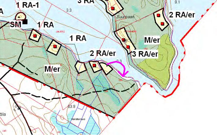 4.1 Hiilake Muutoskohde sijaitsee Hiijärven eteläosassa noin 100 metrin etäisyydellä Venäjän rajasta tilalla Hiilake (689-418-1-69). Kuva 12. Ote voimassa olevasta rantayleiskaavasta.