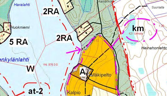4.14 Rantala Muutoskohde sijaitsee Nurmijärven itäosassa Lahdenkylänlahdessa tilalla Rantala (689-421-1-14). Kuva 28. Ote voimassa olevasta rantayleiskaavasta. 4.14.1 Nykytilanne Voimassa olevassa rantayleiskaavassa tila on merkitty M-alueeksi.