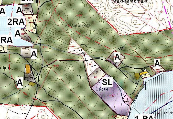 4.38 Haukilammen alue Muutoskohde sijaitsee Haukilammen itäpuolella. Kuva 61. Ote voimassa olevasta rantayleiskaavasta. 4.38.1 Nykytilanne Voimassa olevasta rantayleiskaavasta puuttuu yksi rakennettu asuinrakennuksen rakennuspaikka, joka ei rajoitu rantaan.