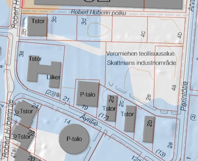 Kuva 3. Maaperä suunnittelualueella (sininen: savi, harmaa: täytemaa/rakennettu alue, kartta: Vantaan kaupunki). 1.1.3. Olemassa oleva hulevesiverkosto ja purkureitit Suunnittelualuetta rajaavien katujen alla on hulevesiviemärit (Kuva 4.