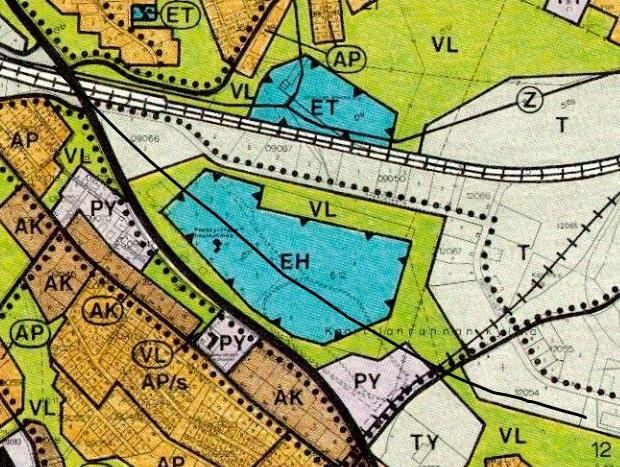 Ote yleiskaavasta, kaavamuutosalueet nuolen osoittamissa kohdissa. 3.1.2 Asemakaava n suunnittelualue Alueella on voimassa asemakaava AK 515, joka on vahvistettu 18.12.1987.