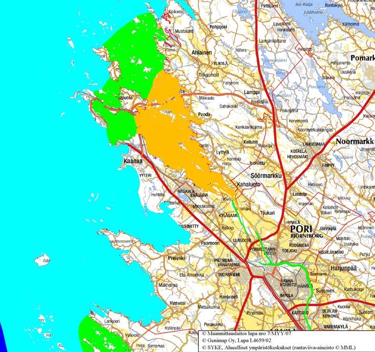 Vesistön käyttökelpoisuusluokitus Mittakaava 1:2 2 km