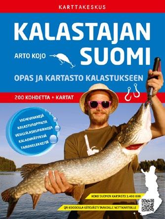 koko 17 25 cm, 176 sivua, nidottu noin 80 juomakohdetta eri puolilla maata saatavilla myös e-kirjana Kalastajan Suomi Opas ja kartasto kalastukseen A.