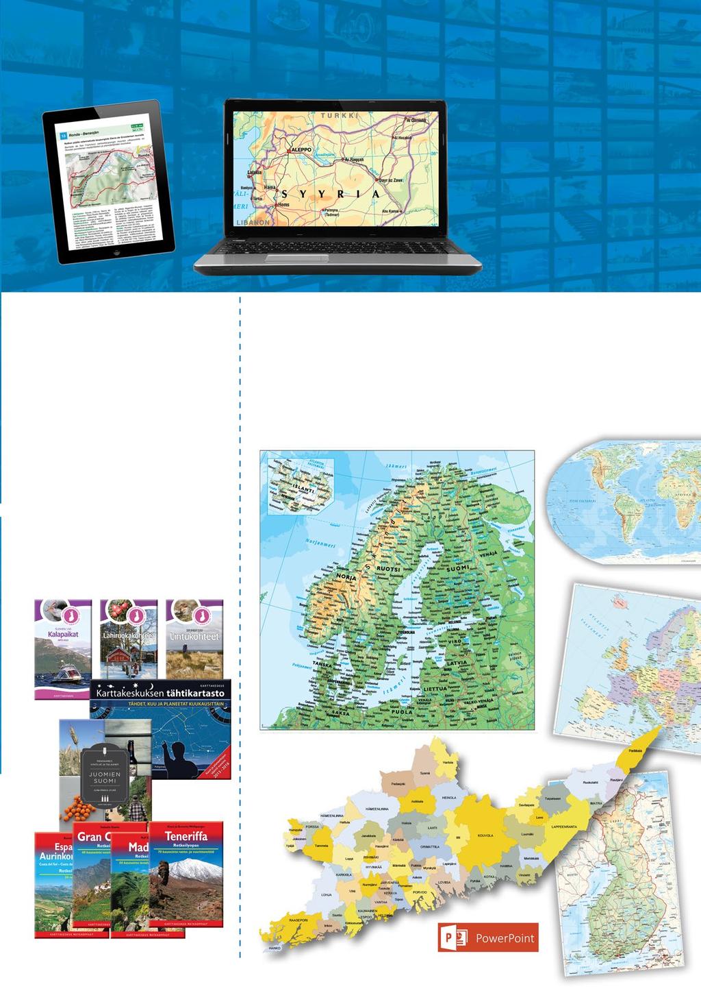 25 Digitaaliset tuotteet Tuttujen Loisto -navigointiohjelmien ja GT Reittikarttojen lisäksi valikomistamme löytyy e-kirjoja ja digitaalisia karttapohjia.