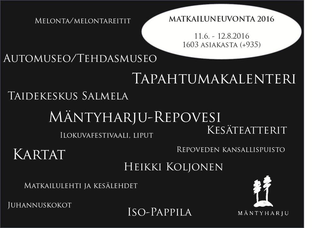 Mediaseurantaraportti 1-7/2016 on tämän jaksoraportin liitteenä. Julkaisutoiminta Matkailulehden painos saatiin jaetuksi loppuun heinäkuun loppuun mennessä.