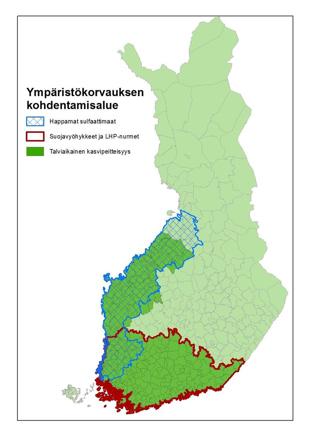 Suojavyöhykkeet ja luonnonhoitopeltonurmet -> kohdentaminen AB (EI Merikarvia, Siikainen, Honkajoki, Karvia) Talviaikainen kasvipeitteisyys - koko Satakunta kohdentamisaluetta