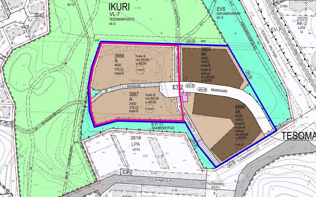 Kilpailualue Yleispiirteinen suunnitelma noin 3 ha alueelle Asemakaavaehdotuksen kerrosala