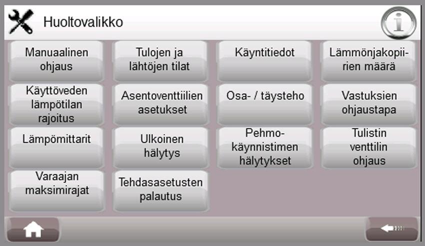 HUOLTO-OPAS Varaajan alaosan anturi vika Varaajan yläosan anturi vika Lämmönjakopiiri 1 anturi vika Lämmönjakopiiri 2 anturi vika Lämmönjakopiiri 3 anturi vika Käyttöveden mittauksen anturi vika