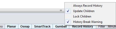 päällä (right-clickaa Record History-nappia) Jos tämä on päällä kun tekee esim.