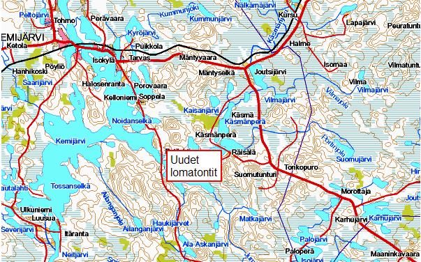 Kuva 43. Uudet lomatontit sijoittuvat Askanselän - Jumiskonselän ranta-alueille. Maanmittauslaitos, lupa nro 944/MML/10, Pohjakartta Maanmittauslaitos lupanro 944/MML/10. 8.
