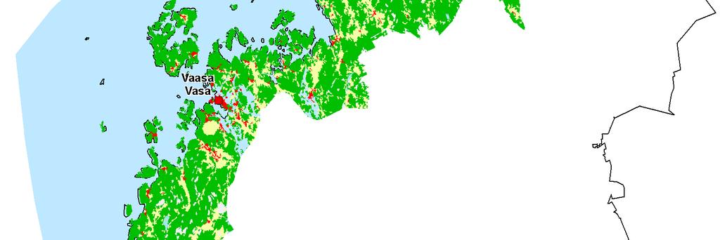 Keski-Pohjanmaan ja Pohjanmaan rannikkoalueiden kaupunkien väestö vuonna 2009 ja ennustettu