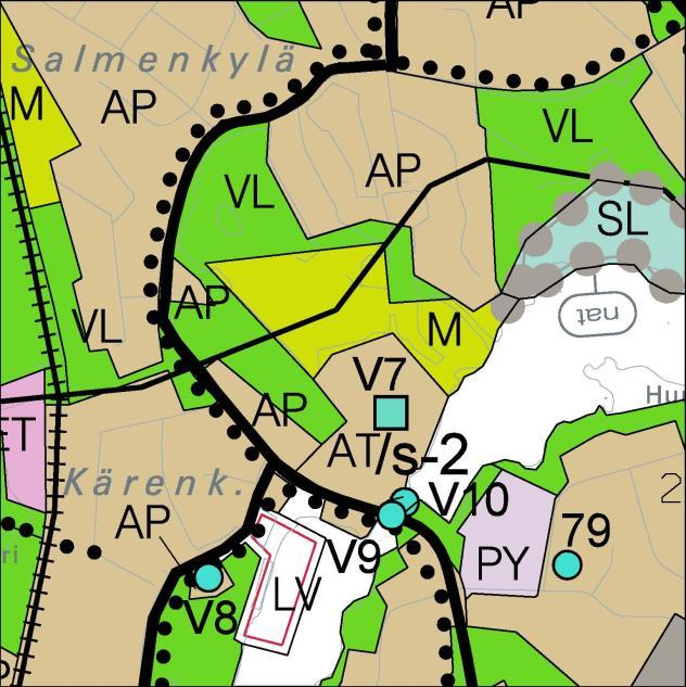 kylän tilan 7:0 alueilla 6(9) SUUNNITTELUALUE Kuva 3. Ote Haminan keskeisten alueiden yleiskaavasta Asemakaava Suunnittelualueella on voimassa 25.7.2012 voimaantullut asemakaava 456.
