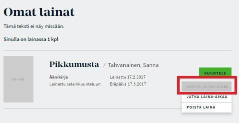 10. Kuuntele tai poista kirja Avaa Kuuntele, jos lainasit kirjan Celianetissä kuunneltavaksi.