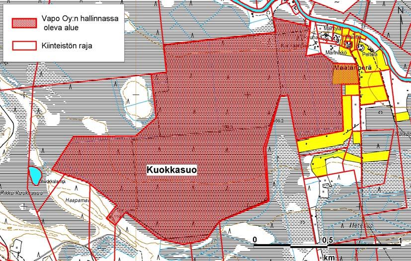 FCG Finnish Consulting Group Oy Ympäristövaikutusten arviointiselostus 3 (76) Vapo Oy:n omistuksessa olevaa aluetta Kuokkasuolla on 272 ha.