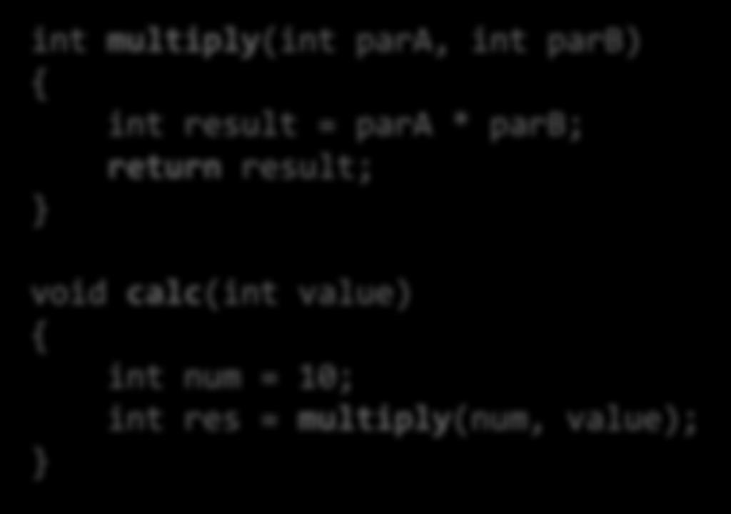 Pino ja pinokehys int multiply(int para, int parb) { int result = para * parb; return