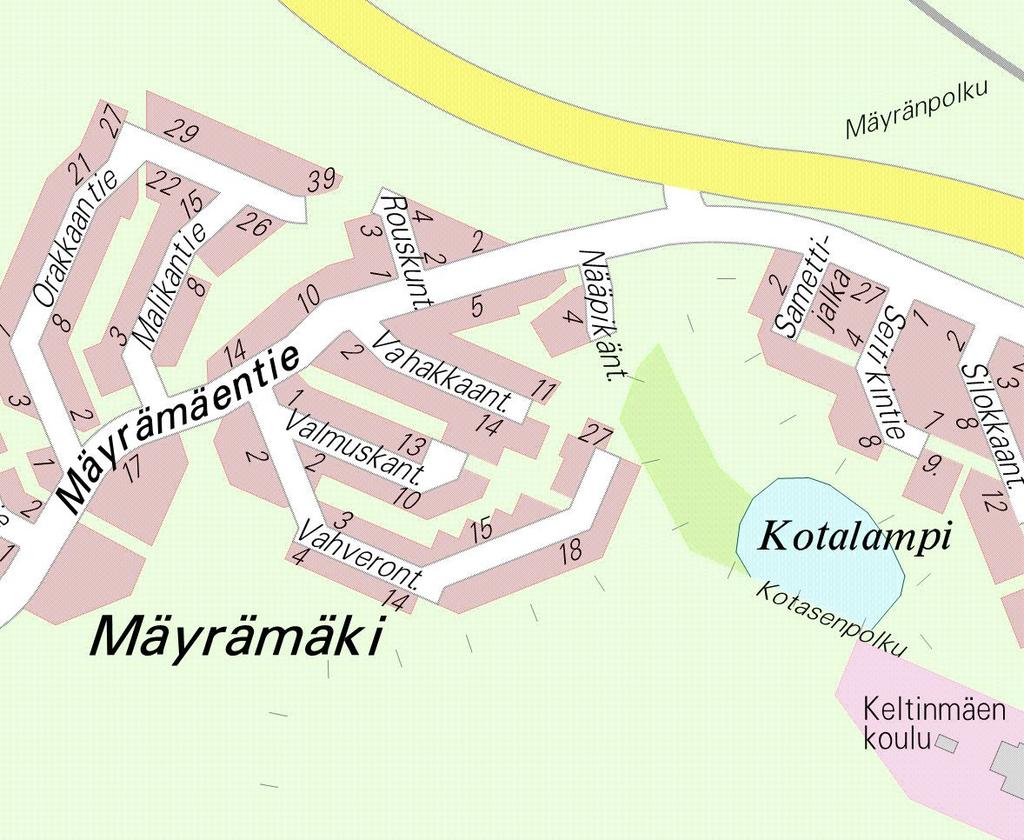1 1.2 Kaava-alueen sijainti Alue sijaitsee Mäyrämäessä Kotalammen liikuntapuiston vieressä Nääpikäntien varressa. 1.3 Kaavan nimi ja tarkoitus