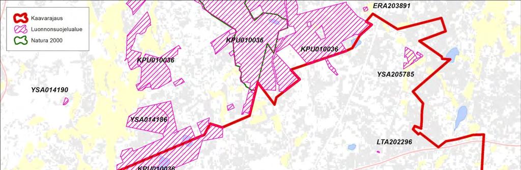 Östersundomin yhteinen yleiskaava 16 (57) 5.11.2014 Luontovaikutusten arviointi Tunnus Tyyppi Nimi Rauhoituspäivä Pinta-ala, ha KPU010036 Kansallispuisto Sipoonkorven kansallispuisto 1.5.2011 1901,4 YSA013642 Yksityiset suojelualueet Porvarinlahden luonnonsuojelualue 19.