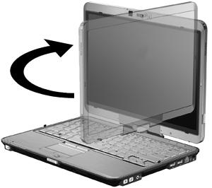 2. Käännä tietokoneen näyttöä myötäpäivään, kunnes se napsahtaa paikalleen näppäimistöstä poispäin. 3.