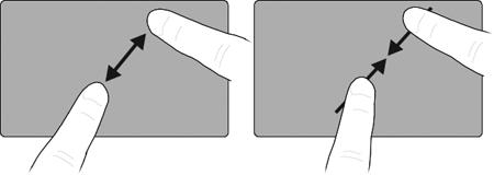 Kolmen sormen pyyhkäisy Kolmen sormen pyyhkäisyeleellä voit selata Internetiä tai vierittää valokuvia valokuvien katseluohjelman ikkunassa.