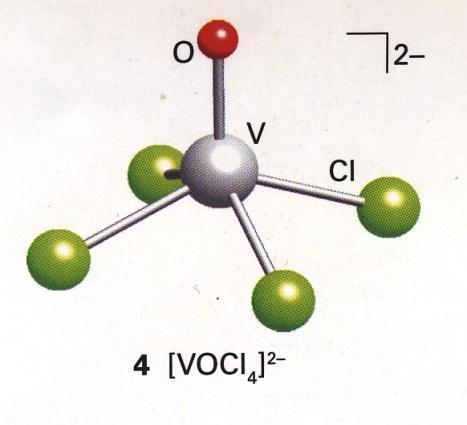 Vanadiinin vanadyyli VO 2+ tunnetuin oksido yhdiste. V=O moninkertainen sidos.