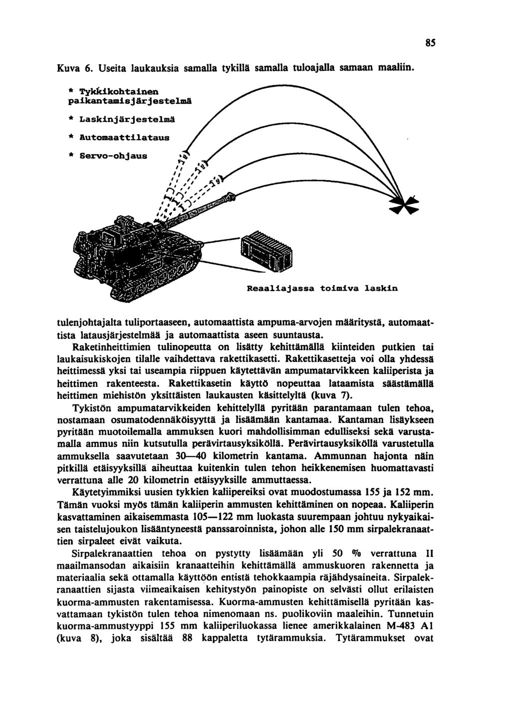 85 Kuva 6. Useita laukauksia samalla tykillä samalla tuloajalla samaan maaliin.